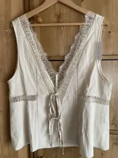 Green Parks ランジェリー風サテンビスチェ ホワイト系(クリーム系)