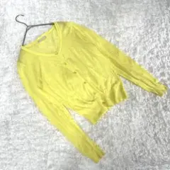 美品【ラーモワールドゥリュクス 】（38）長袖 カーディガン 夏 レモンイエロー