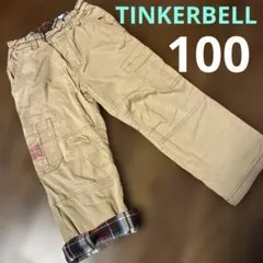 TINKERBELL 裏地チェック柄 ロングパンツ 100cm ティンカーベル