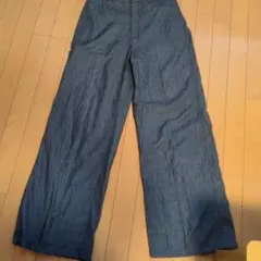 GU コットンリネン ワイドパンツ ブルー Lのサムネイル