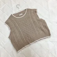 Rafraf ラフラフ ＊ 美品　ニットベスト　ノースリーブ (L) ブラウン系