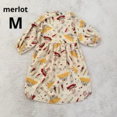 メルロー　merlot　レディース　総柄　ワンピース　王様　リボン　ベージュのサムネイル