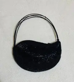 ビーズ装飾 黒いパーティーミニバッグ
