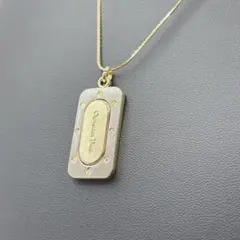 Christian Dior ネックレス ゴールドシルバー コンビ プレート
