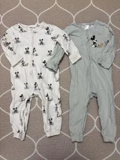 H&M ミッキーマウス カバーオールパジャマ 2点セット