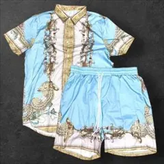 【新品未使用】シャツ　ハーフパンツ　上下セット　セットアップ　①⓪