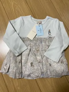 90cm 水色 プティマイン　トップス　ピーターラビット