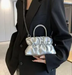 シルバー フリルデザイン ショルダーバッグ