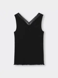 【GU】オーガニックコットン リブタンクトップ ブラック M ジーユー　黒のサムネイル