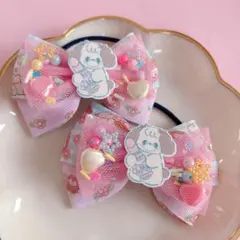 わんちゃん♡ Fancy チュールリボン　ハンドメイド　リボン　ヘアゴム