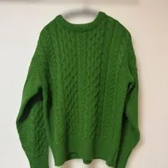que made me グリーン ケーブルニットセーター