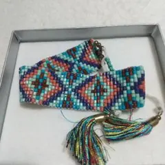 インディアンジュエリー調ビーズブレスレット　バングル　古着