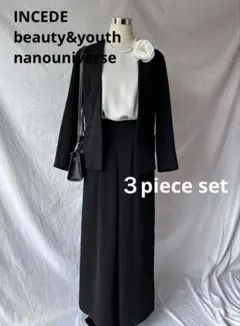 卒業式に　セレモニー3点セット　ノーカラージャケット　ワイドパンツ　入学式