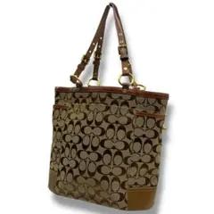 コーチ　トートバッグ　キャンバス　レザー　肩掛け