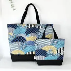 和柄 ⚪ キルティングトート お散歩トート ランチトート