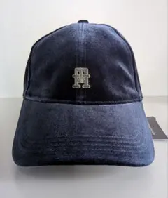 新品 トミーヒルフィガー 婦人 ベロア キャップ 帽子 ネイビー