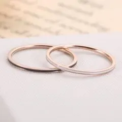 極細ローズゴールド ペアリング ステンレスリング ピンキーリング