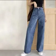 新品 デニムワイドパンツ