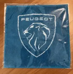 PEUGEOT プジョー ライオンロゴ タオルハンカチ 青 今治タオル　新品のサムネイル