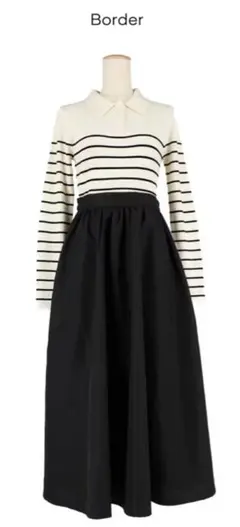 4/2タイムセール⭐︎coca コカ ポロニットドッキングワンピース ボーダーL