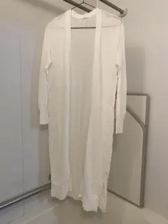 【ほぼ未使用】ホワイト　ロング　シアーカーディガン 長袖
