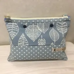 ［s433]北欧柄×くすみブルー　ショルダーティッシュケース　保育士散歩かばん