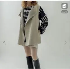 mystic【Ｆ】テーラードジャケット ベルト付き起毛ジレ／ライトグレー