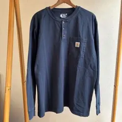 Carhartt ネイビー 長袖Tシャツ　グアテマラ製　ヘンリーネック