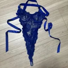 ハイレグ 後ろ姿はリボンとTバック♡ブルーボディスーツ