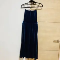 超メルカリ市割！　workman ベロアワンピース　ブルー　青　スカート