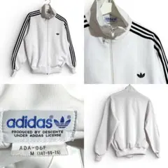 【極美品】80s アディダス デサント トラックジャケット 白 黒 古着ジャージ