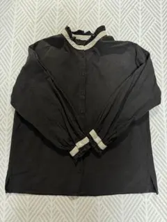 SM2 サマンサモスモス フリル付き長袖ブラウス/ ダークブラウン/フリーサイズ