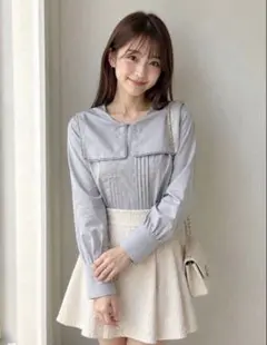 evelyn セーラーカラー ブラウス 長袖 グレー
