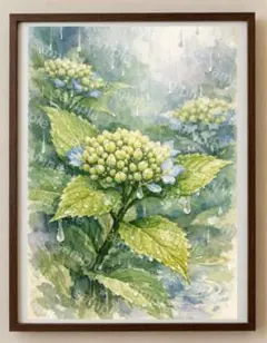 【水彩画アート】雨音に咲く紫陽花　2L版写真用紙