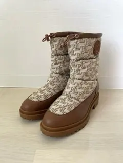 【未使用品】LAUREN ロゴ入りキルティングショートブーツ