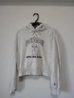 ポケモン フード付きクロップドパーカー グレー
