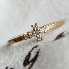 ダイヤモンド♡3号【アガット】K10 ゴールド クロス 十字架 デザインリング