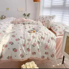 花柄掛け布団カバー4点セット　100％コットン