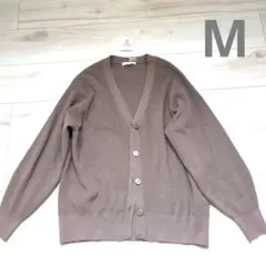 ブラウン Vネック ニットカーディガン　М