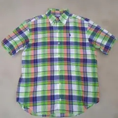 美品！Ralph Lauren 半袖シャツ 140 グリーン系チェック