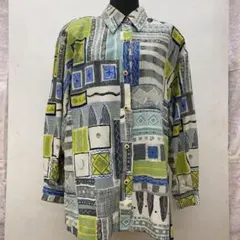 SAUCI CALIFORNIA アブストラクト 総柄シャツ 五分袖 ブラウス - メルカリ