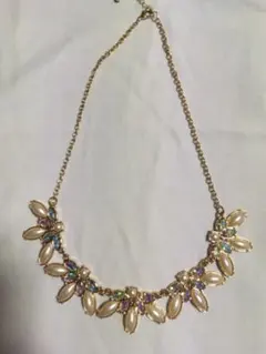 【GU】ビジューネックレス  ベージュピンク色