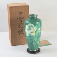 七宝焼 四君子文 花瓶 唐木台・時代箱付 M R8383B - メルカリ