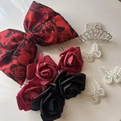 体育祭　赤　盛り髪セット