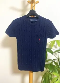 【美品】ポロラルフローレン　ケーブルニット コットン ショートスリーブ セーター