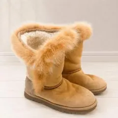 Rion リオン ファー付きムートンブーツ ブラウン 39 23.5〜24cm