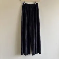 Fサイズ★波模様　ワイドパンツ　イージーパンツ　ブラック
