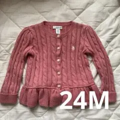 Ralph Lauren 24M 90ピンク ペプラムカーディガン　綿100