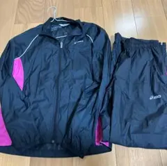 アシックス　ウインドブレーカー　薄手　上下セット　レディース