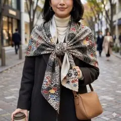 着物 リメイク ストール 黒×白